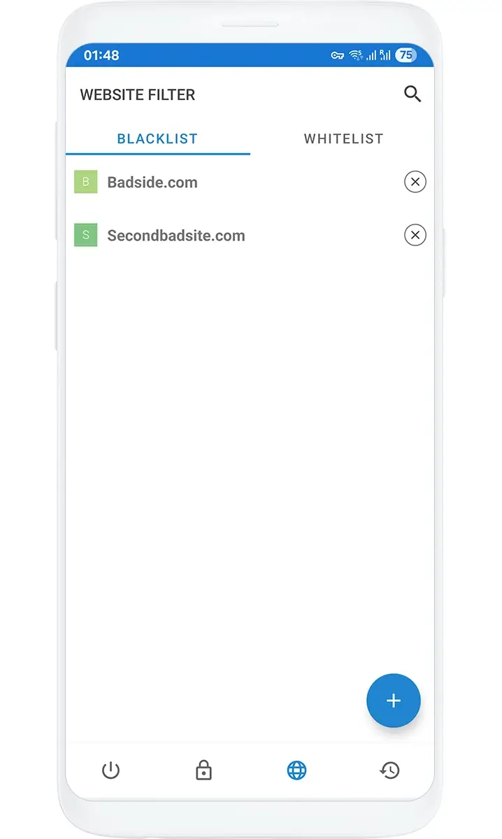  screenshot of Whitelist & Blacklist feature