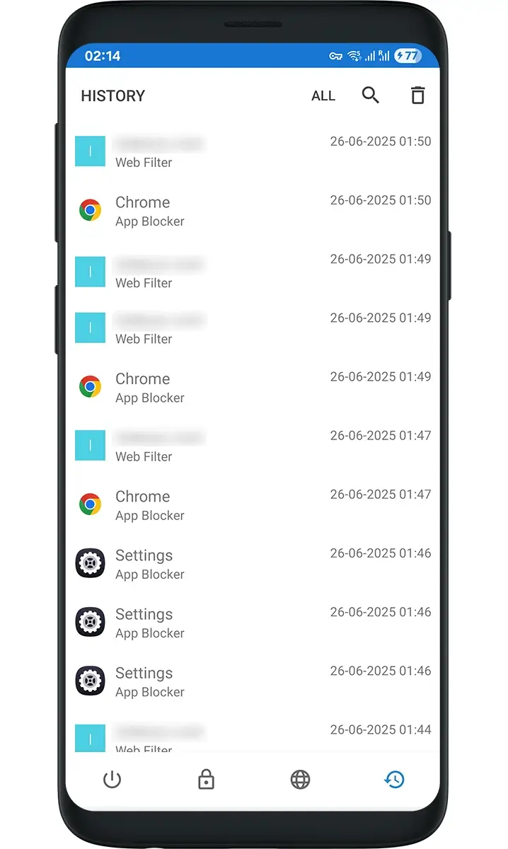  screenshot of History feature