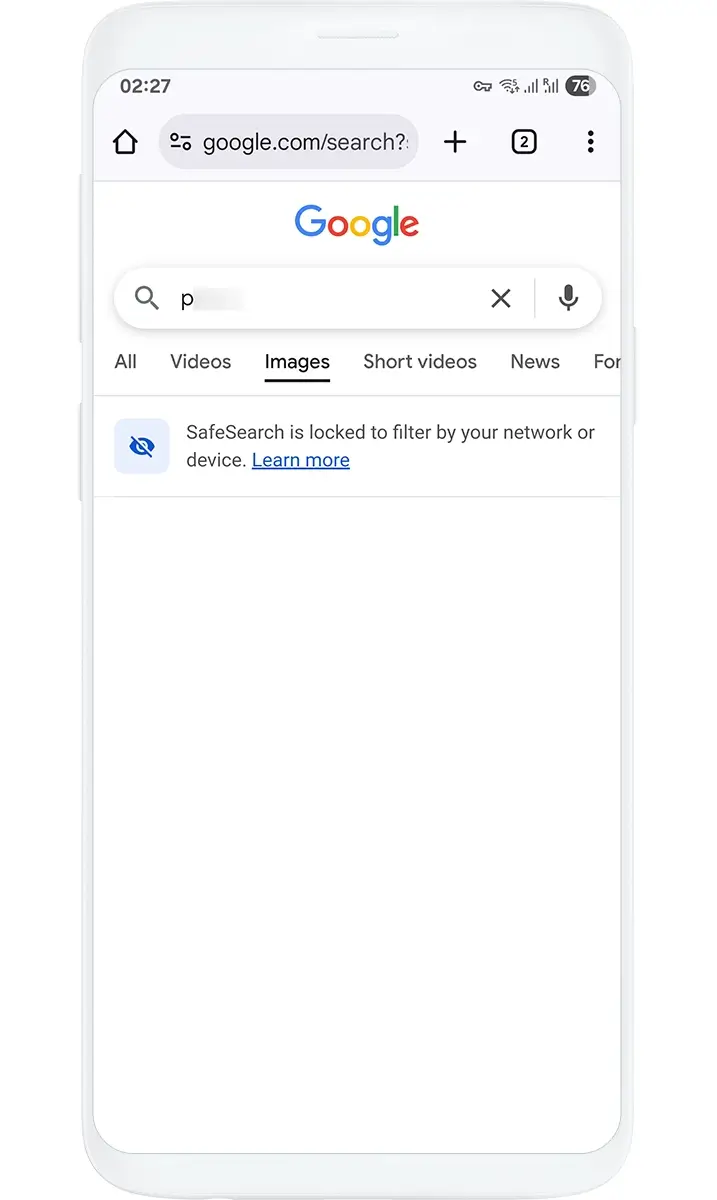  screenshot of Safe Search Enforcing feature